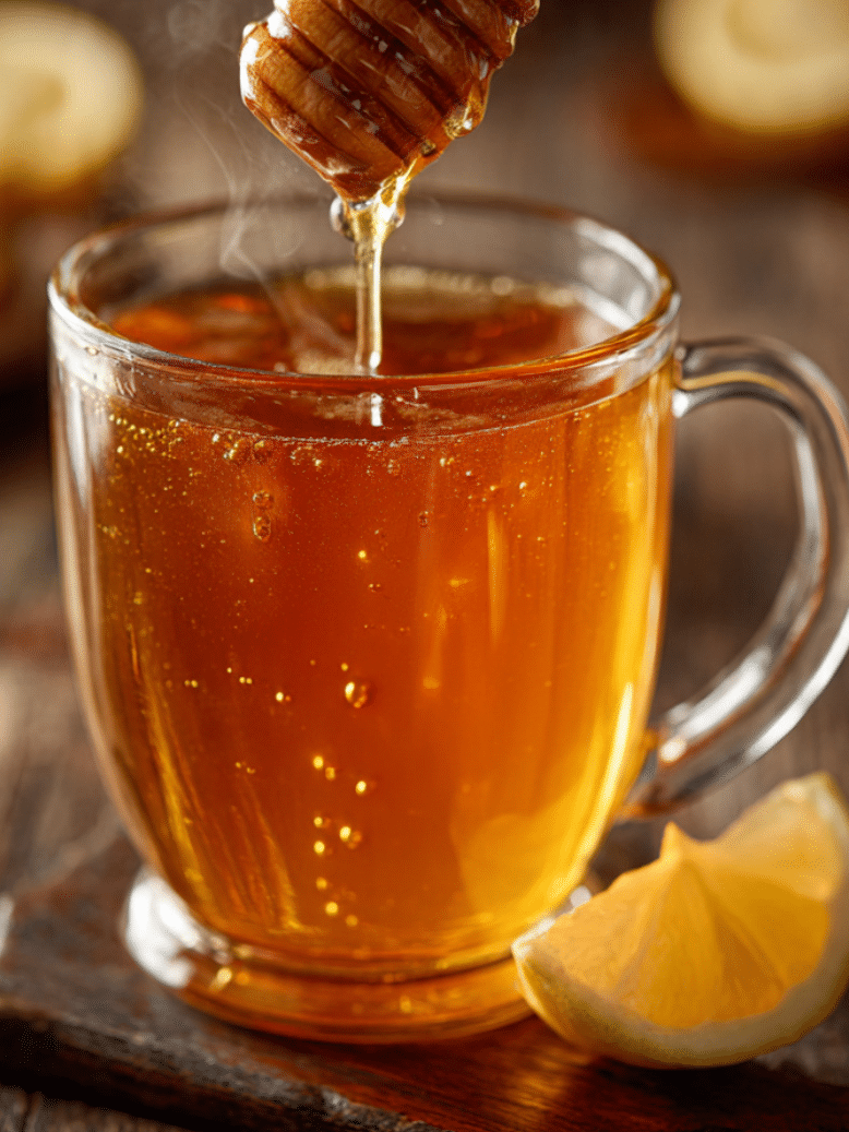 Asian honey protocol recipe honey drink in glass mug