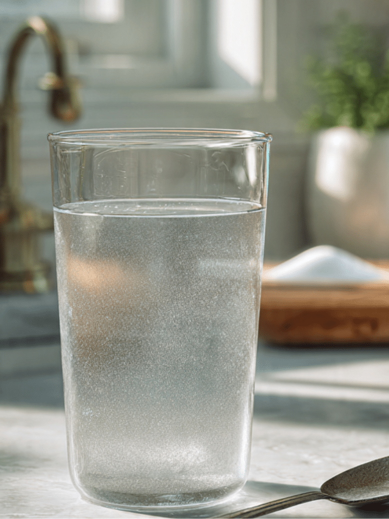 baking soda trick mixture with water in glass
