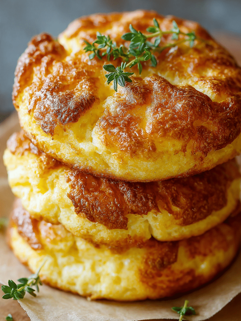 fluffy keto cottage cheese cloud bread stacked and freshly baked