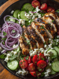 Greek Chicken Cucumber Salad fresh Mediterranean dish