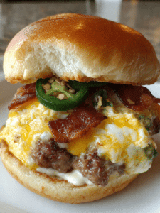 keto jalapeno poppers burger with bacon and cheese